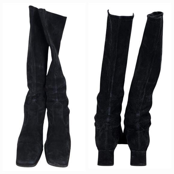 Peter Kaiser US 9 Knee High Riding Boot Women Lyra Black Suede Leather Pull On - Picture 4 of 12